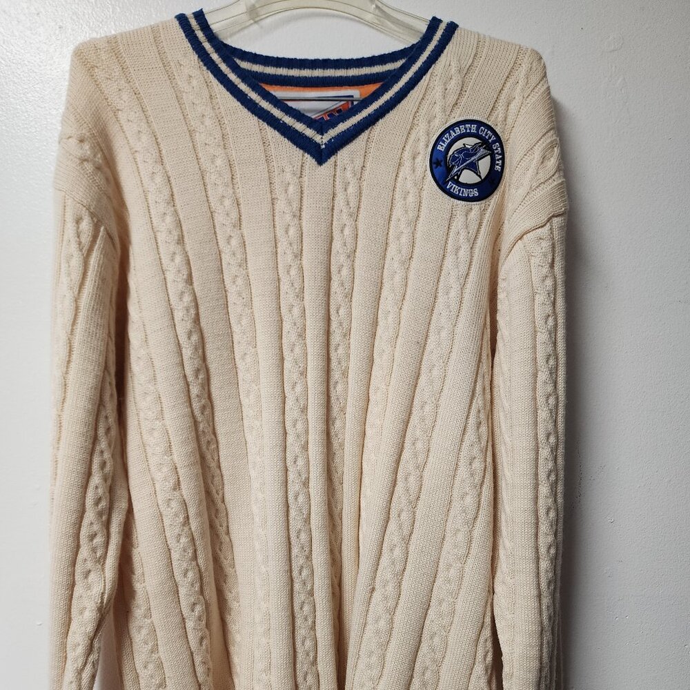 Eden Elizabeth City State Wool Ivory  Sweater Large nwot 100 wool
